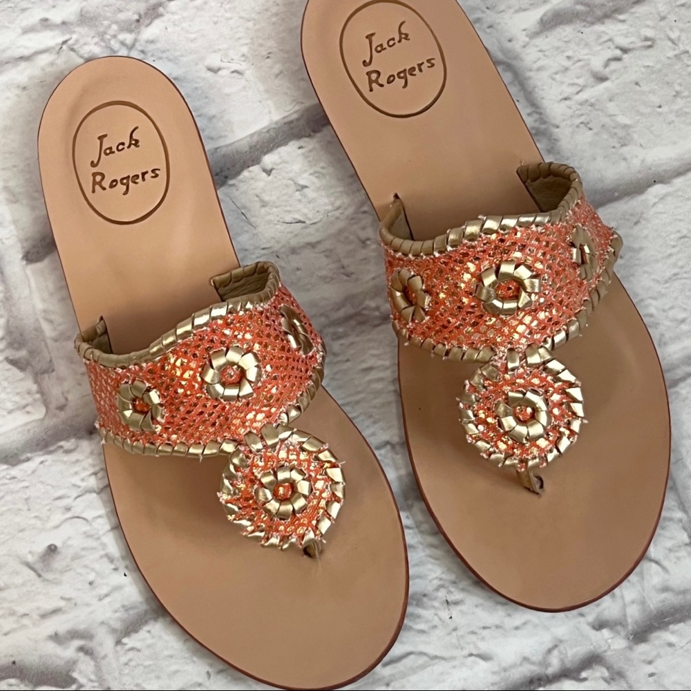 Jack Rogers Carissa Sandal Fire Coral & Gold 7.5M